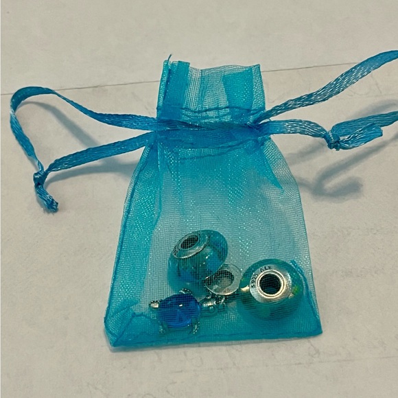 Pandora Blue Ocean and bubble charms with Turtle dangle charm - Picture 2 of 4